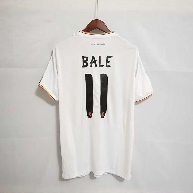 เสื้อกีฬาแขนสั้น ลายทีมฟุตบอล Real Madrid 13-14 Champions League ชุดเยือน สไตล์เรโทร รามอส เบอร์ 7 เบอร์ 4 Ronaldo ชุดยูนิฟอร์มทีม Bale 11 หมายเลขชื่อที่กําหนดเอง
