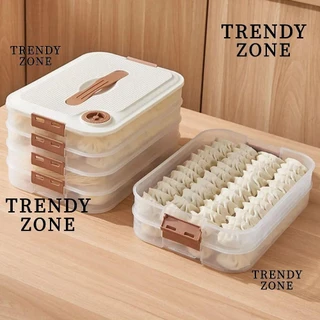Trendyzone กล่องพลาสติกใส หลายชั้น 1 2 3 4 ชั้น สําหรับเก็บอาหาร เกี๊ยว ในตู้เย็น 1 ชิ้น