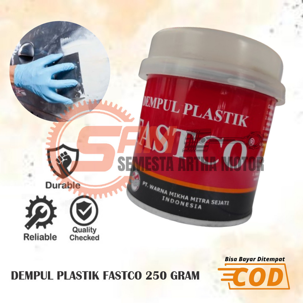 Fastco Plastic Putty Small Can 250gr Plus Hardener สําหรับรถยนต์สีตัวถังรถจักรยานยนต์