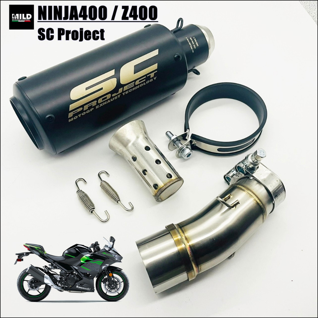 Ninja400 และ Z400 ปลายท่อพร้อมสลิปออนตรงรุ่น  SC Project ไม่ต้องแปลง มีปลายหลายแบบให้เลือก