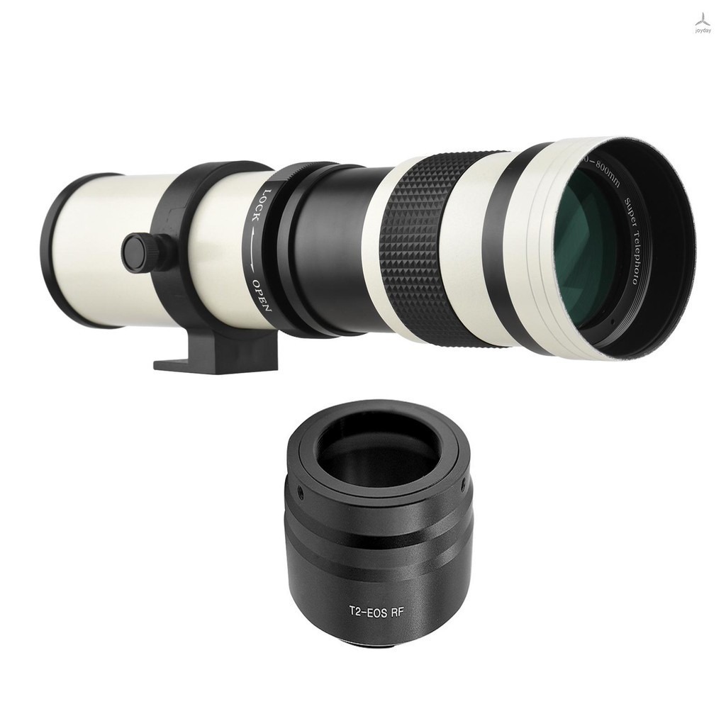 Joyday Camera MF เลนส์ซูมเทเลโฟโต้ F/8.3-16 เมาท์ T2 420-800 มม. พร้อมแหวนอะแดปเตอร์เมาท์ RF เกลียว 1/4 แบบเปลี่ยน สําหรับกล้อง Canon EOS R R3 R5 R5C R6 RP RF