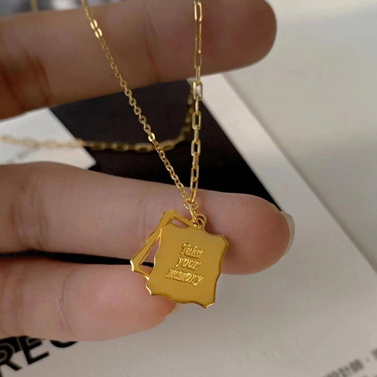 [Daily Optimization]Imitation999Pure Gold Zhoujia Letter THALO Square Plate Necklace Female Brass Plated Gold Clavicle Chain Tik Tok Live Stream Hot Sale1206Fang