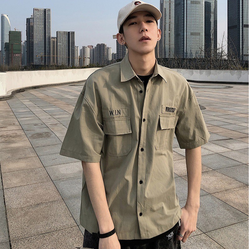 เสื้อแจ็กเก็ตแขนสั้น แขนห้าส่วน ทรงหลวม สไตล์เกาหลี แฟชั่นฤดูร้อน สําหรับผู้ชาย