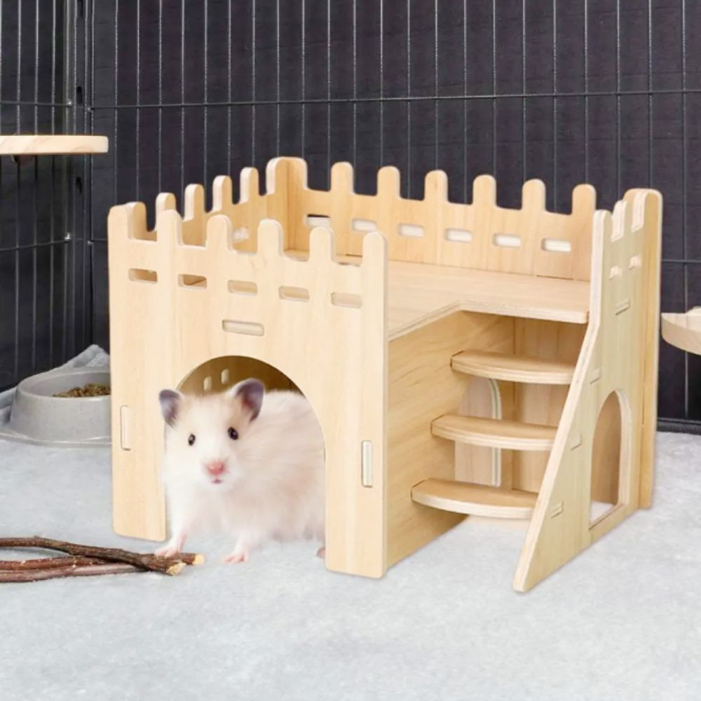 ประกายไฟ หนูแฮมสเตอร์ไม้เนื้อแข็งบ้านขนาดเล็ก,กระดานหกหนูแฮมสเตอร์แบบถอดได้ บันไดรังหนูแฮมสเตอร์, รังนอนหนูแฮมสเตอร์ ทําเอง สัตว์เลี้ยงขนาดเล็กวิลล่าสัตว์เ