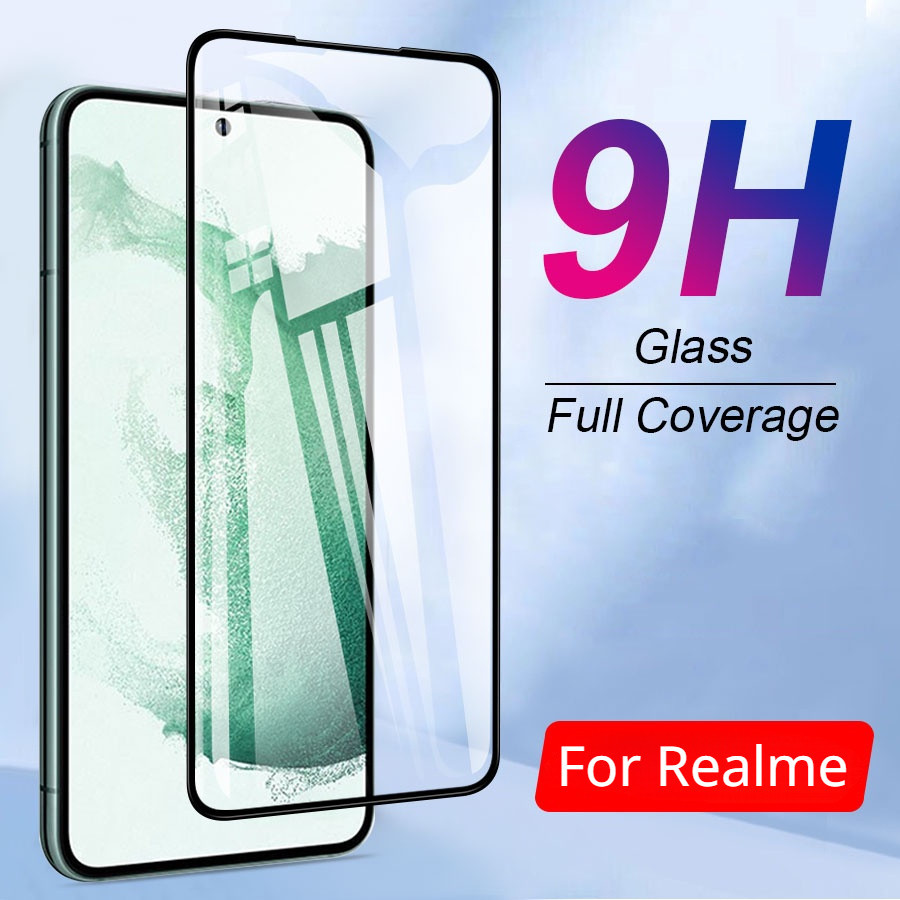 กระจกนิรภัยกันรอยหน้าจอ แบบเต็มจอ สําหรับ Realme 11 11X 10 9 9i 8 8i 7 7i 6 5 5i C55 C53 C51 C67 C11 C12 C15 C17 C20 C20A C21Y C25Y C25s C30 C31 C33 C35 GT Neo2 3 3T Narzo 50 20 Pro Plus