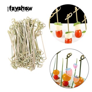 Fay 100 ชิ้น ใช้แล้วทิ้ง ไม้ไผ่ ผูกปม เสียบ บาร์บีคิว แท่ง ค…