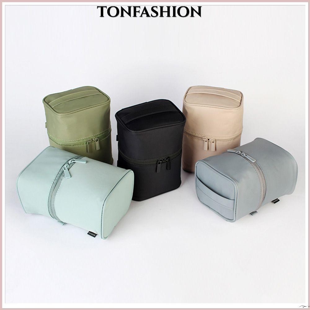 Tonfashion กระเป๋าเครื่องสําอาง ทรงกระบอก อเนกประสงค์ แบบพกพา