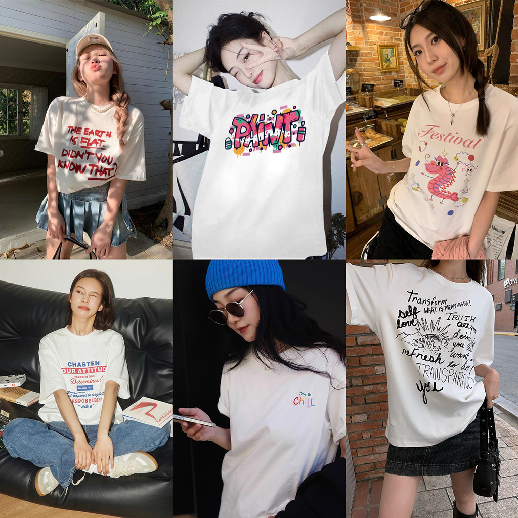 （🔥พร้อมส่ง🔥 ลายสุดฮิต!）เสื้อยืดสไตล์เกาหลี เสื้อยืดพิมพ์การ์ตูนแขนสั้นผ้าฝ้าย เสื้อยืดผู้หญิงน่ารัก ใส่สบาย ดูดซับเหงื่อ