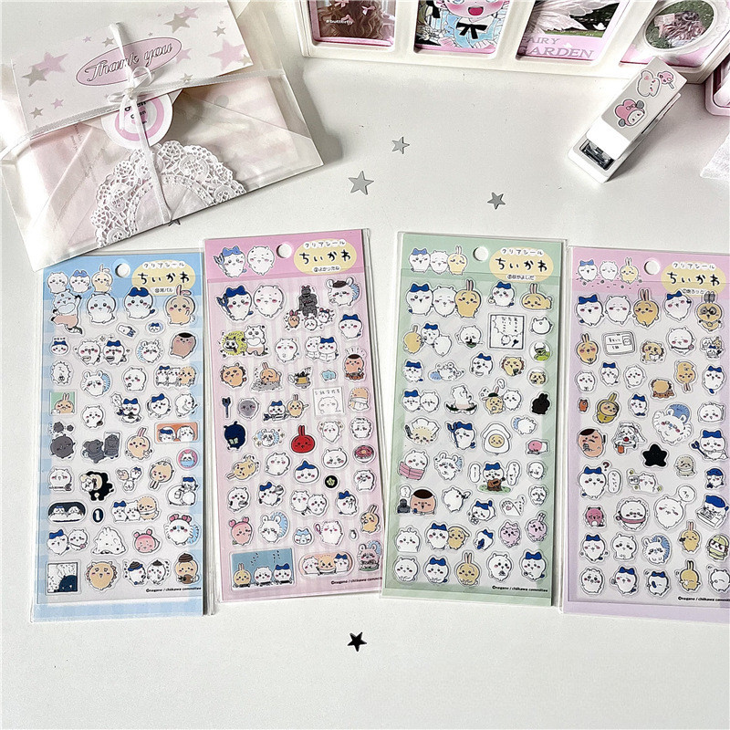 Chiikawa สติกเกอร์ PVC ใส ลายการ์ตูนอนิเมะ สําหรับตกแต่งสมุดโน้ต DIY
