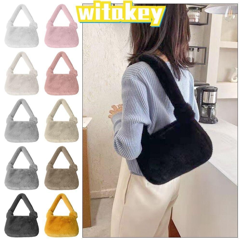 Witakey กระเป๋าถือ กระเป๋าสะพายไหล่ ผ้ากํามะหยี่ขนนิ่ม ทรงสี่เหลี่ยม หลากสีสัน สําหรับใส่เครื่องสําอาง