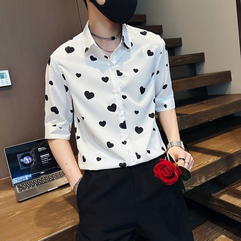 เสื้อเชิ้ตแขนสั้น ผ้าเรยอน แบบบาง พิมพ์ลาย แฟชั่นฤดูร้อน สําหรับผู้ชาย 2023