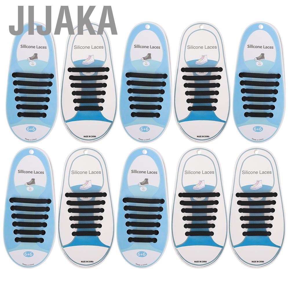 Jijaka 60pcs Silicone  Shoelaces Elastic No Tie Shoe Laces Running Sneakers LIF