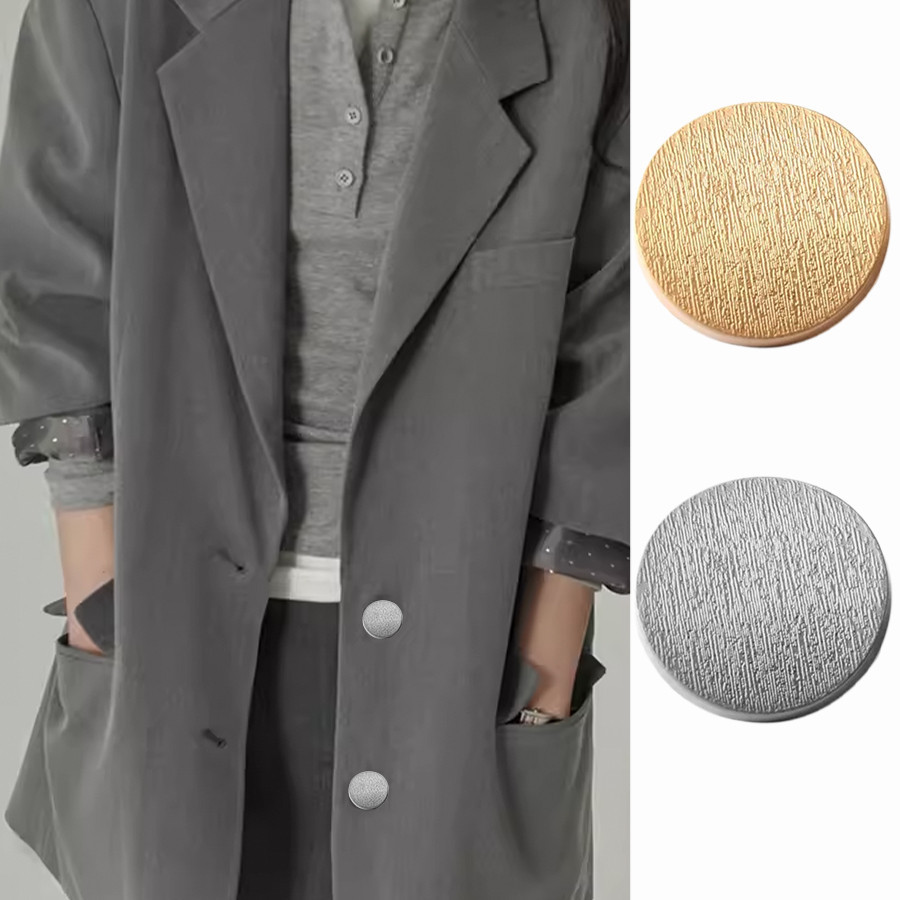 Bfxdg กระดุมโลหะ ผ้าลินิน ทรงกลม สีทอง สีเงิน เรียบง่าย สําหรับเสื้อโค้ท กันลม ถักนิตติ้ง เสื้อสูท 10 ชิ้น ต่อชุด