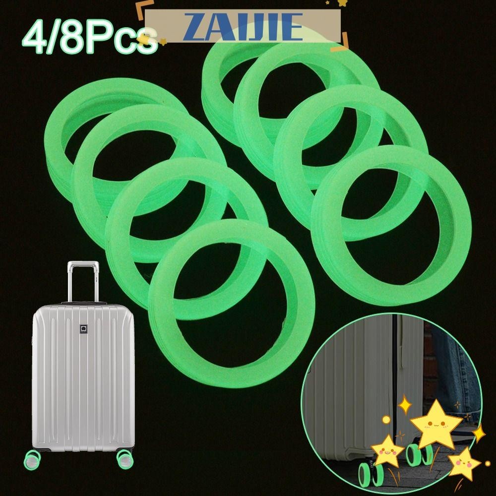 Zaijie24 ฝาครอบล้อกระเป๋าเดินทาง แบบเรืองแสง ลดเสียงรบกวน 4 8 ชิ้น