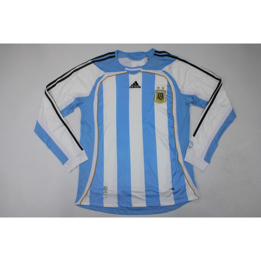 2006 ARG Home Away แขนยาว Retro Soccer Jersey ฟุตบอล #MESSI #RIQUELME
