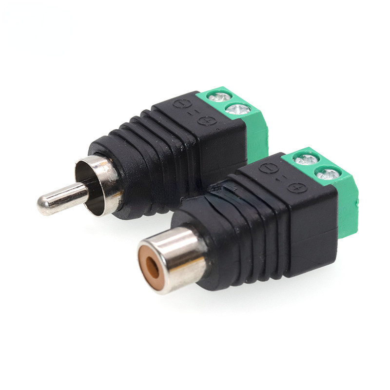 อะแดปเตอร์เชื่อมต่อเสียงบัดกรี RCA ตัวเมีย และตัวผู้ สีเขียว