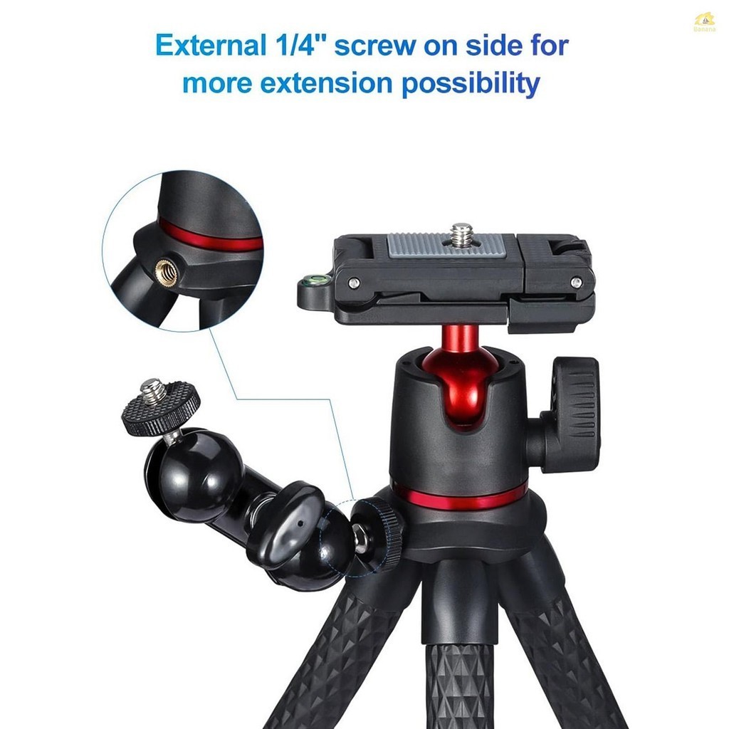Mt-11 ขาตั้งกล้อง แบบยืดหยุ่น สกรู 1/4 นิ้ว 2-in-1 แพลตฟอร์ม 360° หัวบอล ปรับได้ รับน้ําหนักได้ 2 กก. 4.4 ปอนด์ สําหรับกล้อง DSLR SLR สตรีมมิ่ง ถ่ายทอดสด ออนไลน์ ราคา ถูกที่สุด ดีลบีเคเค แกลเลอรีภาพที่ 3