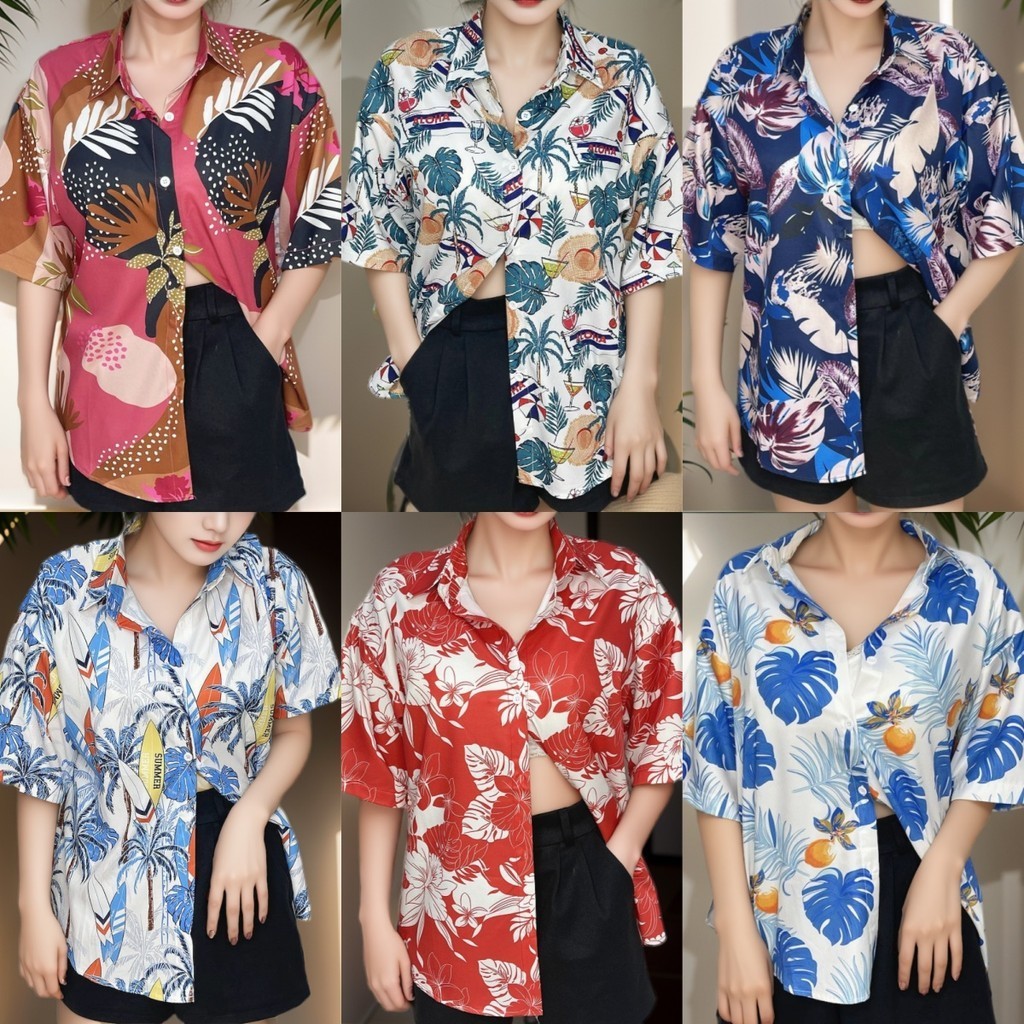 SuySuy พร้อมส่ง เสื้อเชิ้ตฮาวาย ตอนรับสงกรานต์ ผ้าเย็นสบาย เหมาะมากๆ