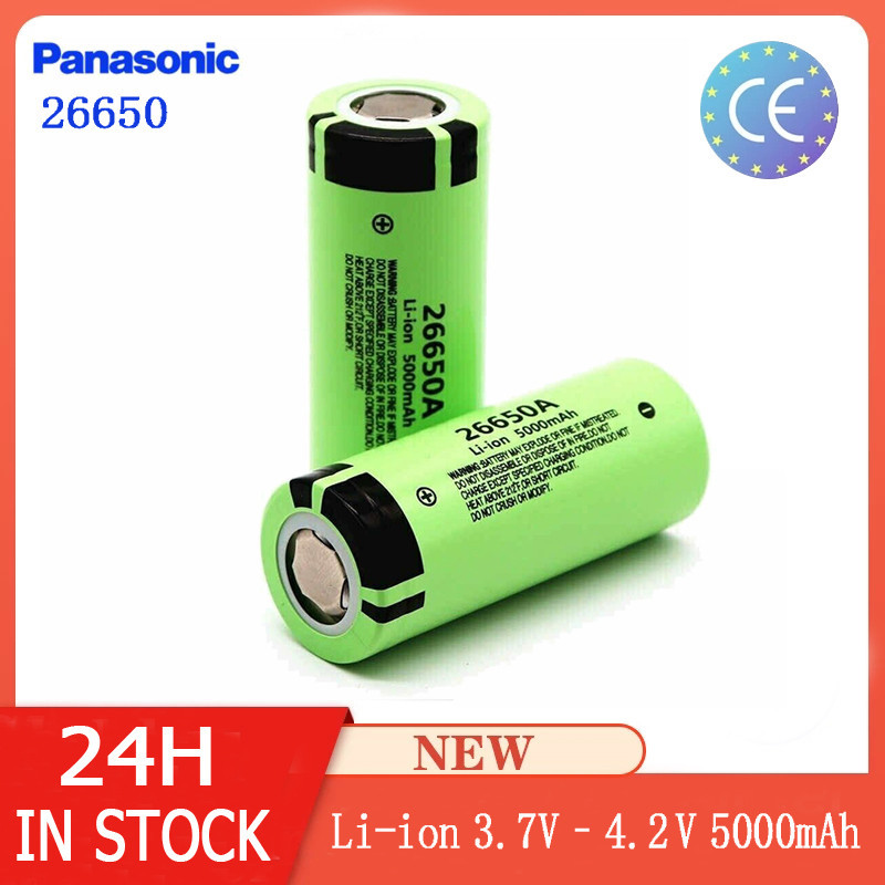 ถ่านชาร์จPanasonic แบตเตอรี่ 26650 3.7V 50A พานาโซนิค แบตเตอรี่ลิเธียม 1ก้อน หัวแบน ถ่านชาร์จคุณภาพสูง Li-ion Battery