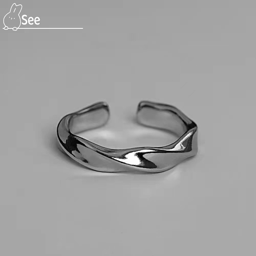 Ins Mobius แหวนแหวน Niche Design แหวนคู ่ Retro หรูหรา High-End Index Finger แหวน