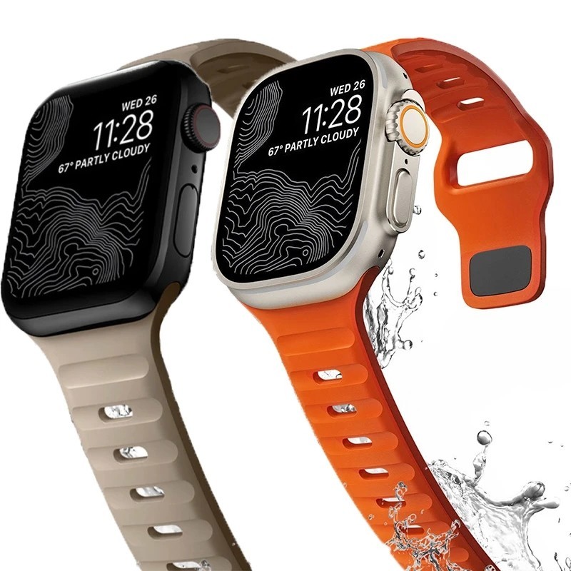 สายนาฬิกาข้อมือยาง ระบายอากาศ สําหรับ Apple Watch Ultra 2 49 มม. 45 มม. 41 มม. 44 มม. 40 มม. iWatch Series 9 8 7 6 5 4 3 SE2