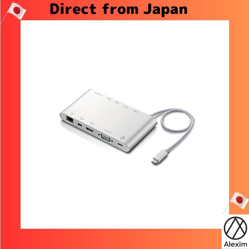 [ส่งตรงจากญี่ปุ่น] Elecom แท่นชาร์จ Pd [ชาร์จ Type-C Usb3.0 Minidisplay Hdmi D-Sub Φ3.5 Sd Microsd Lan] สีเงิน 30 ซม. Dst-C08Sv
