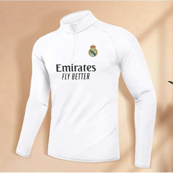 เสื้อบอลวินเทจ 90 เสื้อบอลย้อนยุค 2324ชุดฝึกฟุตบอลเรอัลมาดริดแขนยาวแห้งเร็วเมสซี่เนย์มาร์ซิปครึ่งสไตล์เดียวกันรุ่นใหม่ฤดูใบไม้ร่วงและฤดูหนาว