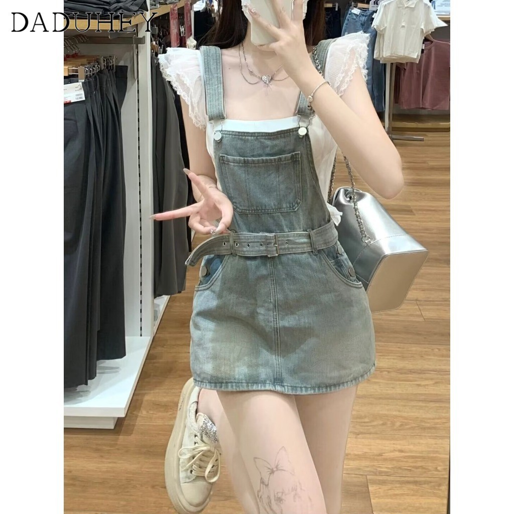 DaDuHey2026 2026 Summer New Age-Reducing Versatile Fashion Denim Suspender Skirt
