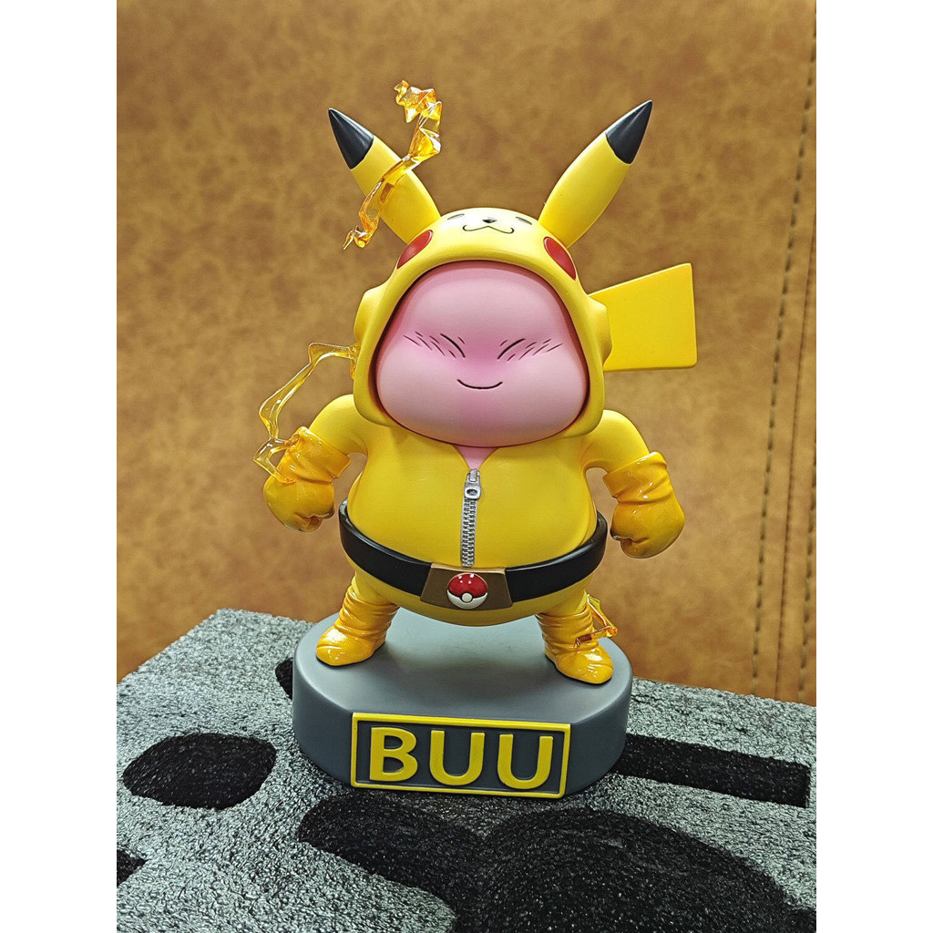 โมเดล Dragon Ball Majin Buu COS Pikachu (GQ Pokémon Ver.) โมเดลตุ๊กตาอนิเมะ Q Version 15cm ของเล่นสําหรับเด็ก
