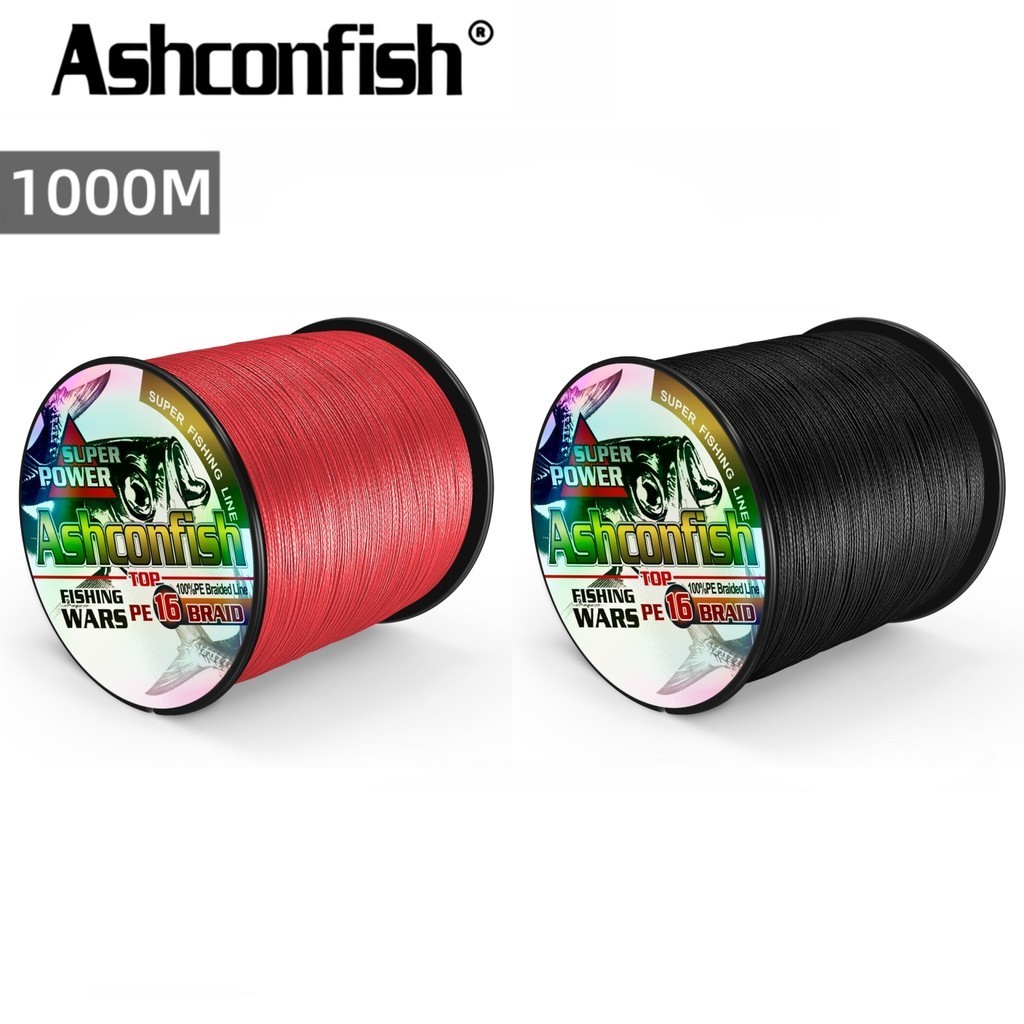 Ashconfish สายเอ็นตกปลา PE แบบถัก 20-500 ปอนด์ X16 1000 ม. สีแดง สีดํา 16 เส้น