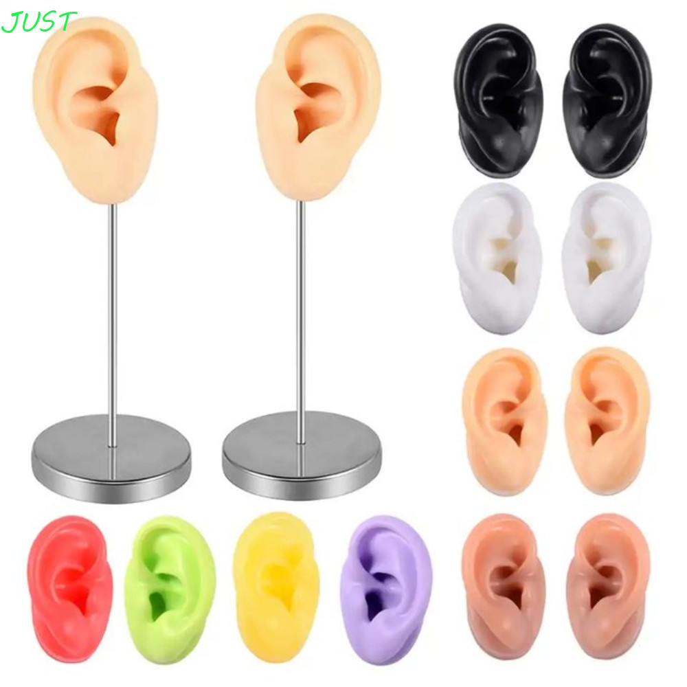 Just Human Ear Model Rack, Piercable หลากสีซิลิโคนหู, ชั้นวางเครื่องประดับ Soft Alloy Stand น้ําหนักเบาต่างหูขาตั้งจอแสดงผลงานฝีมือ DIY