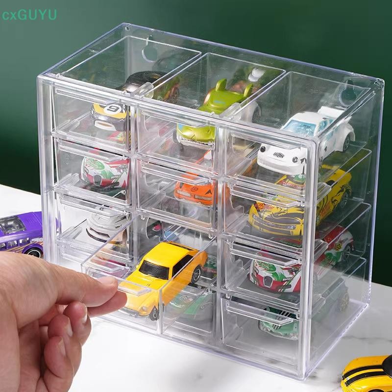[cxGUYU] 1:64 Scale Car Model Storage Box Clear Display Shelf Toy Car Dust Storage Container Cabinet Rack For Toys Collection PRATA