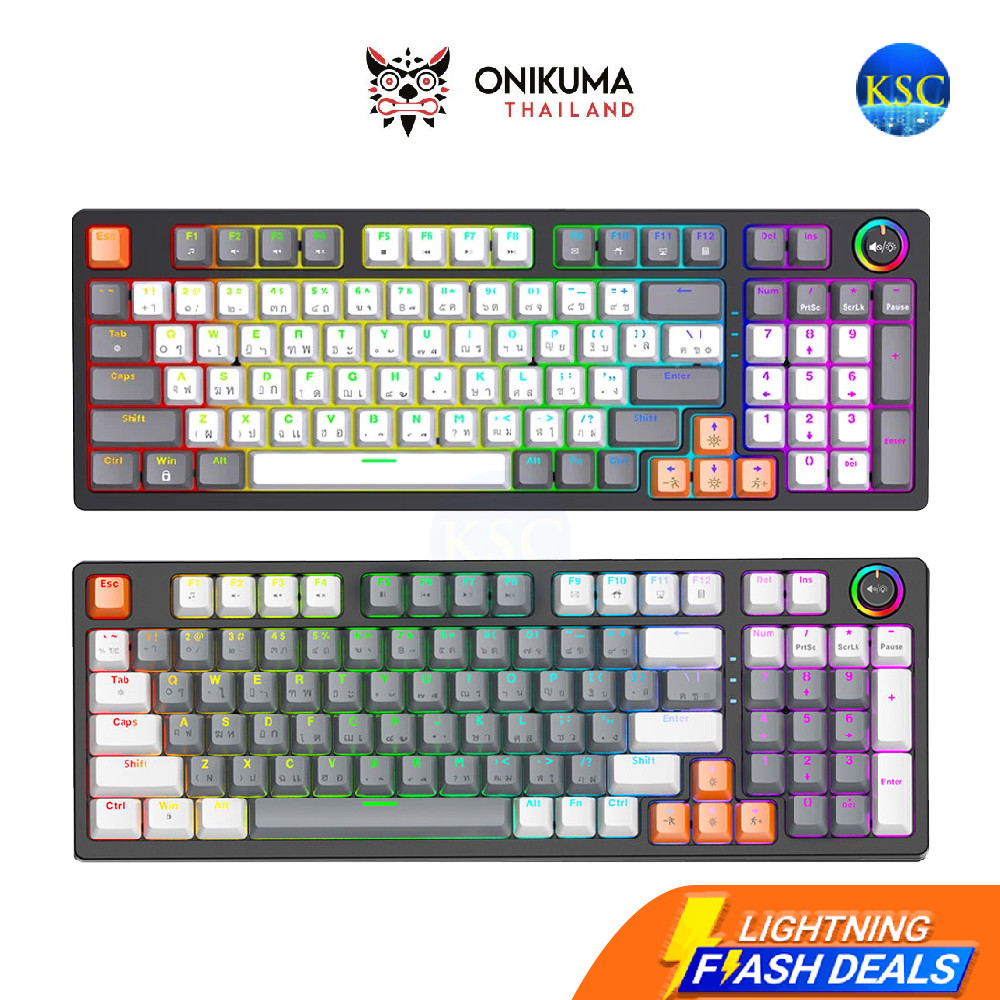 ส่งด่วน Onikuma FUYU Mechanical Gaming Keyboard คีย์บอร์ดเกมมิ่ง แป้นภาษาไทย ไฟ RGB 96 คีย์