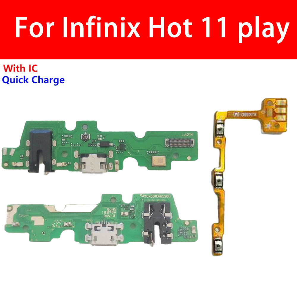 พอร์ตชาร์จ USB สําหรับโมดูลชาร์จ Infinix Hot 11 Play แพรตูดชาร์จ แท่นชาร์จปุ่มปรับระดับเสียงไฟเปลี่ยนสายเคเบิล