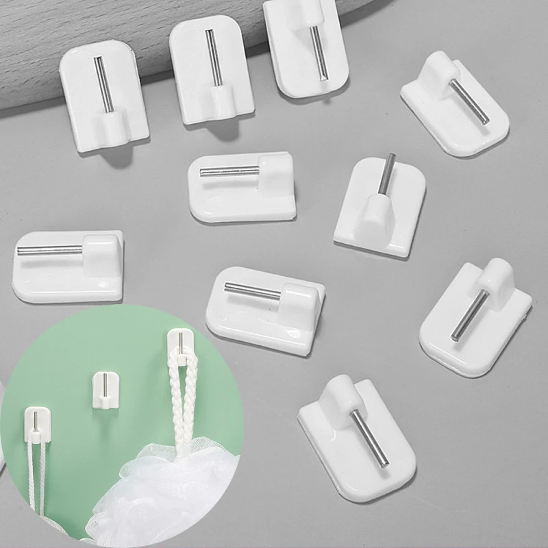 6 ชิ้น/ล็อตผ้าม่านหัวเข็มขัดผ้าม่าน Rod Bracket อุปกรณ์ Self-Adhesive ห้องครัวตะขอแขวนผนังห้องน้ํา Hook