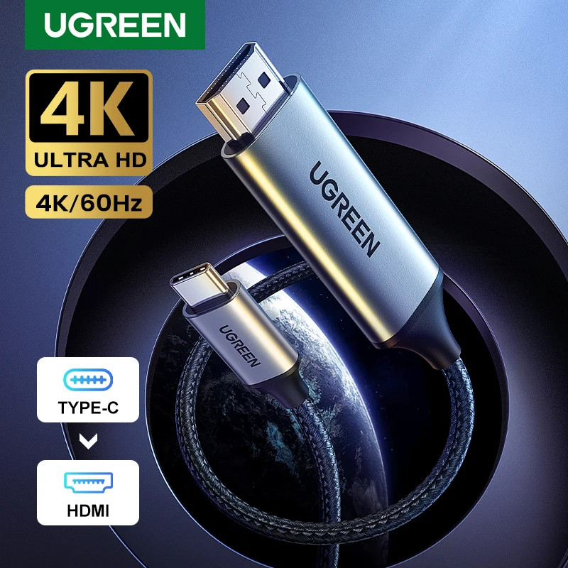 Ugreen สาย HDMI Type C เป็น HDMI UHD Video Cable 4K Usb C อะแดปเตอร์ที่รองรับ HDMI สําหรับ PC TV