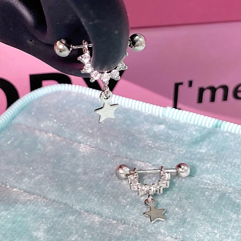 Roselife S925 เงิน Cool Punk Chic คริสตัล Star Charming สกรูต่างหูผู้หญิงผู้ชายแฟชั่น Pirced ทุกวันหู Studs เครื่องประดับอุปกรณ์เสริมของขวัญ - รูปที่ 6