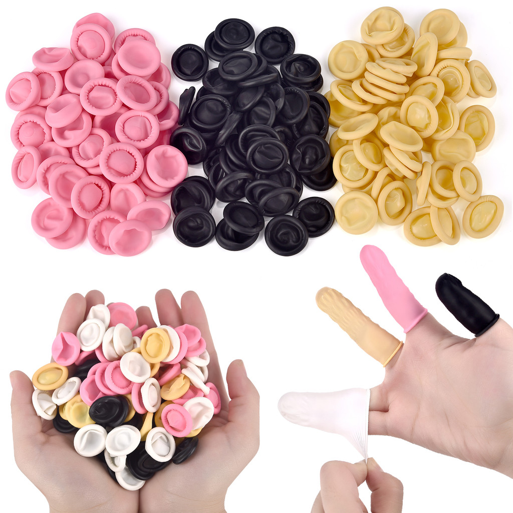 50PCS ทิ้งนิ้วมือถุงมือยางลื่น Anti-static Latex Finger Cot