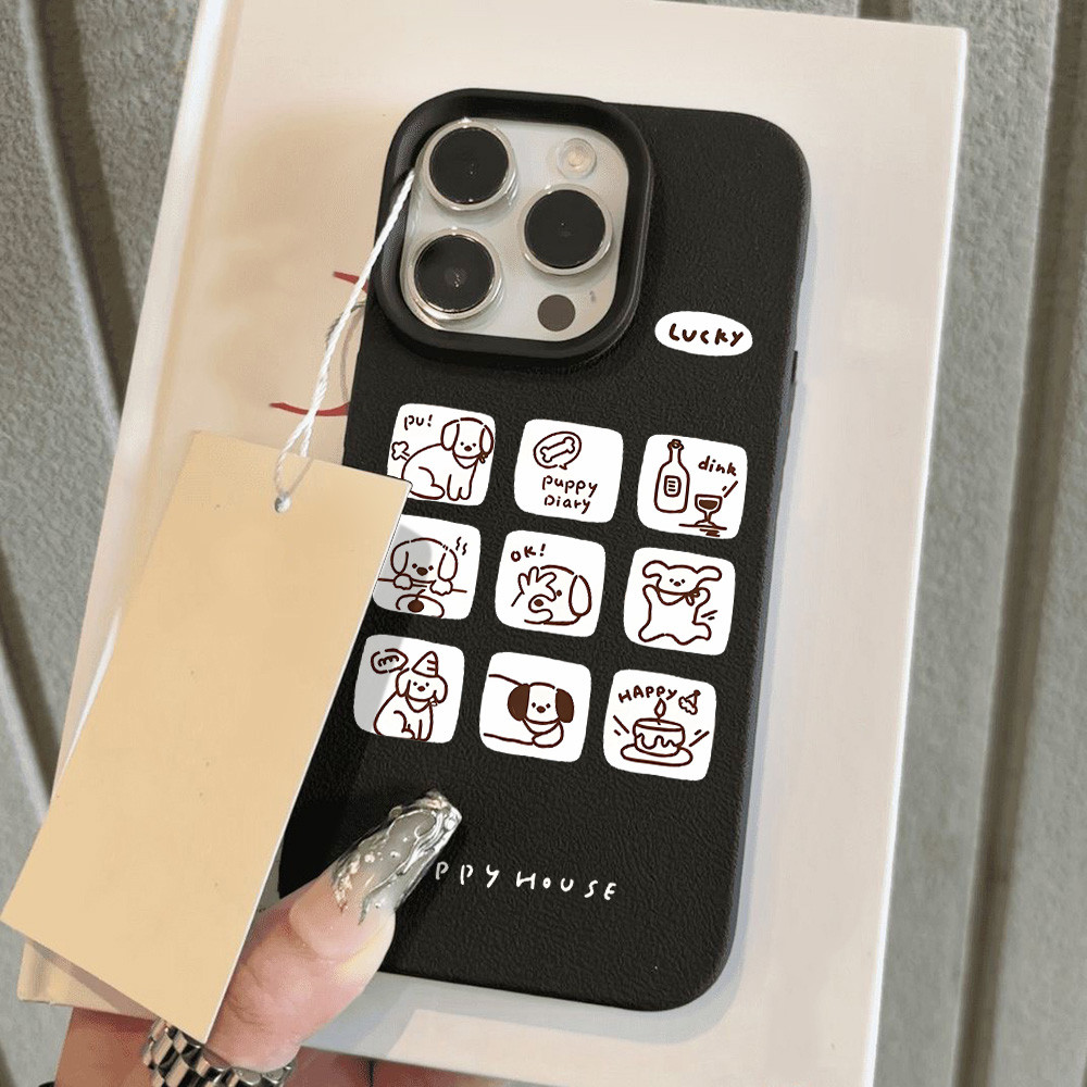 เคสโทรศัพท์มือถือลายหนัง for iPhone 11 13 16 Pro Max iPhone 14 15 Pro Max 12 13 Pro Max 14 Pro การ์ตูนมาการองสีน่ารัก