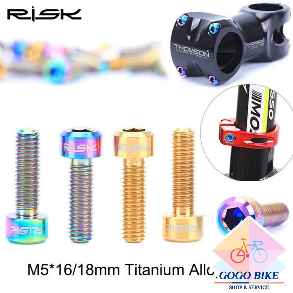 [GoGo Bike] ชุดสกรูไทเทเนียมจักรยาน RISK 6 ชิ้น M5x16mm / M5x18mm / M5x20mm