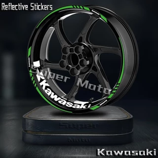 KAWASAKI สําหรับkawasaki Ninja 300 400 500 600 z 650 rs z 400 klx 300sm 230sm Er6n zx-4R zx-6rรถจักรยานยนต์ล้อสะท้อนแสง17 "R Stripeเทปรูปลอกอุปกรณ์เสริมกันน้ํา