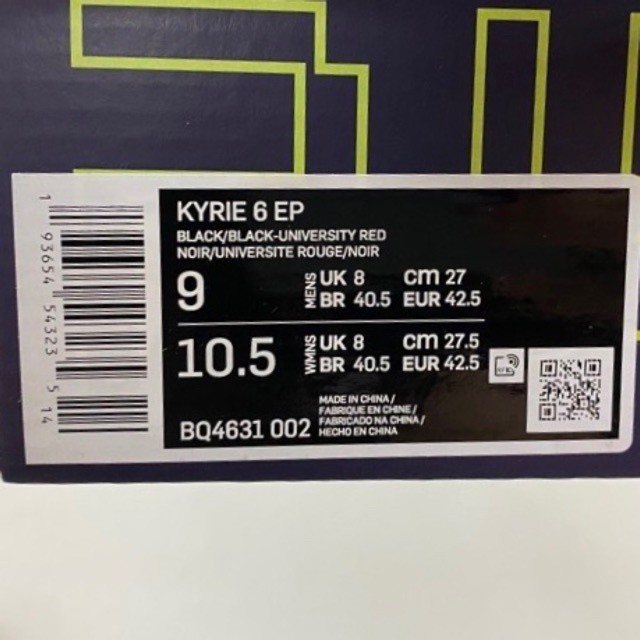 แท้ 100% BQ4631-002 Nike Kyrie 6 VI EP สีดำสีแดง Cement Bred รองเท้าบาสเก็ตบอล Kyrie Irving ลายเซ็น