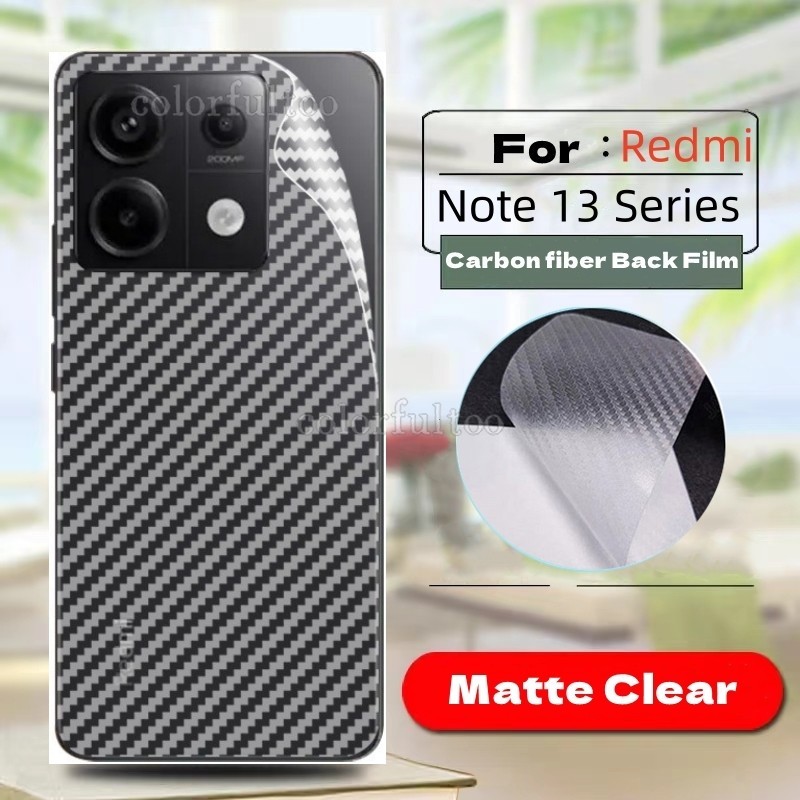 ฟิล์มคาร์บอนไฟเบอร์ด้านหลังสําหรับ Redmi Note 14 13 Pro Plus 13Pro + Note13Pro Note14 4G 5G Soft Film Protector ใสคลุมทั้งหมดป้องกันหน้าจอสติกเกอร์