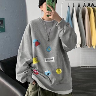 M-8XLAmerican Fashion Sesame Street พิมพ์เสื้อสําหรับชายอินเ…