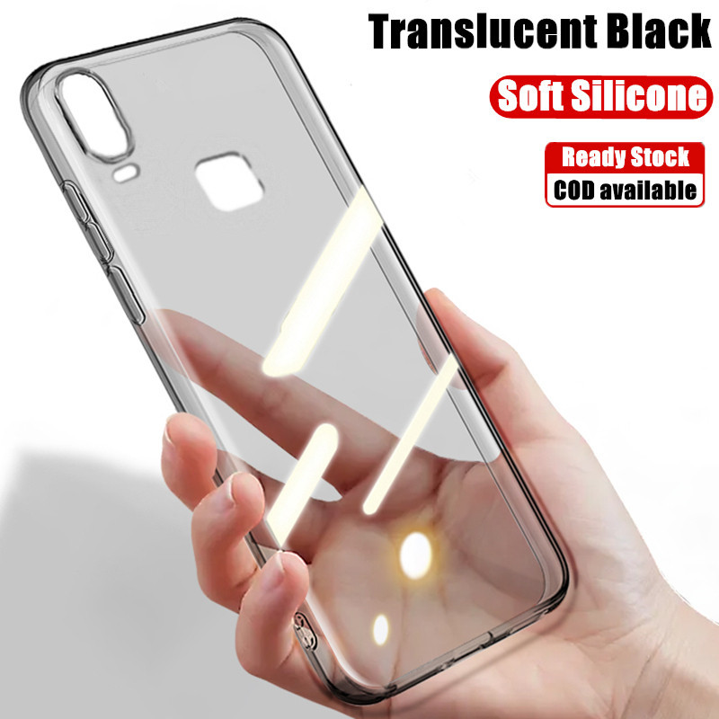 สําหรับ Vivo Y11 2019 1906 นิ่ม โปร่งแสง สีดํา ซิลิโคน ยืดหยุ่น กันกระแทก TPU คริสตัล ใส เคสป้องกันรอยขีดข่วน ผิวเจลลี่