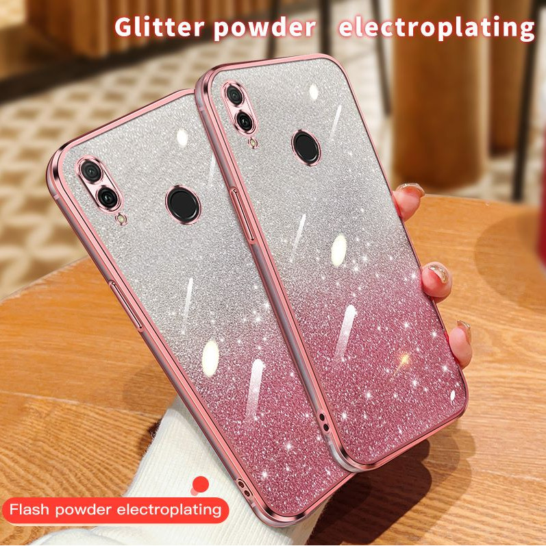 Huawei y92019 y9 2019 DUB-LX1 DUB-LX3 Shiny Chameleon โปร่งใส Soft Shell พร้อมสติกเกอร์ประกาย Electr