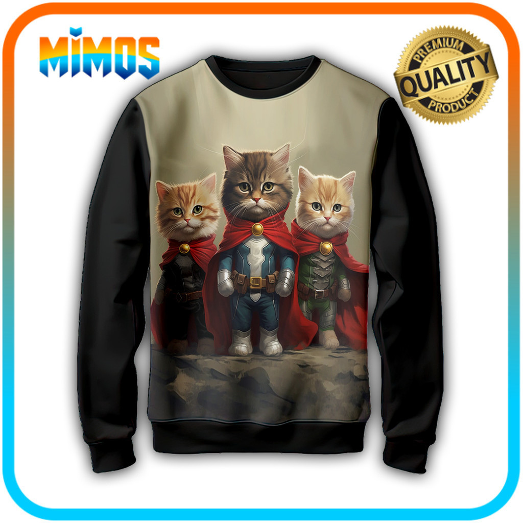 3D การ์ตูน TV Animation Cat Hero เสื้อกันหนาว 02MM007 _SW สําหรับอายุ 1-12 ปี