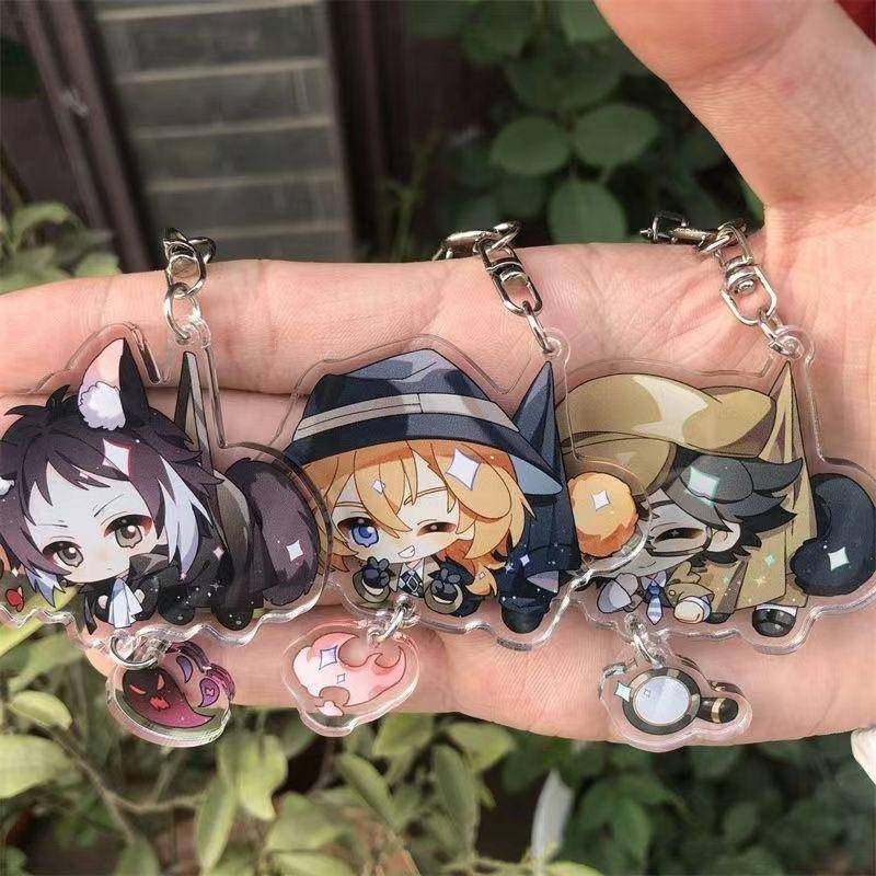 พวงกุญแจอะคริลิค จี้ฟิกเกอร์การ์ตูนอนิเมะ Dazai Osamu Nakajima Atsushi Nakahara Chuuya Edogawa Ranpo Akutagawa Ryuunosuke น่ารัก เหมาะกับของขวัญ