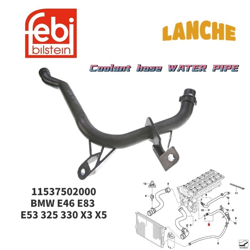 Febi Bilstein ท่อน้ําหล่อเย็น สําหรับ BMW E46 E83 E53 325 330 X3 X5 11537502000