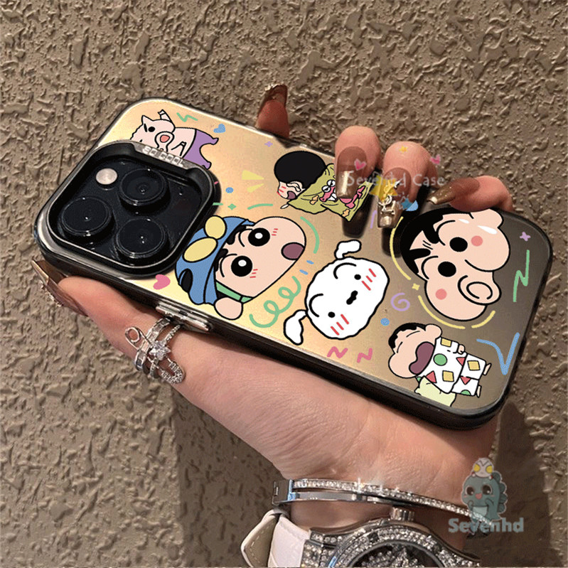 เคสโทรศัพท์มือถือ TPU นิ่ม กันกระแทก ลายการ์ตูนชินจังน่ารัก สีสันสดใส สําหรับ IPhone 15 14 13 12 11 Pro Max 8 7 Plus Xr X Xs Max